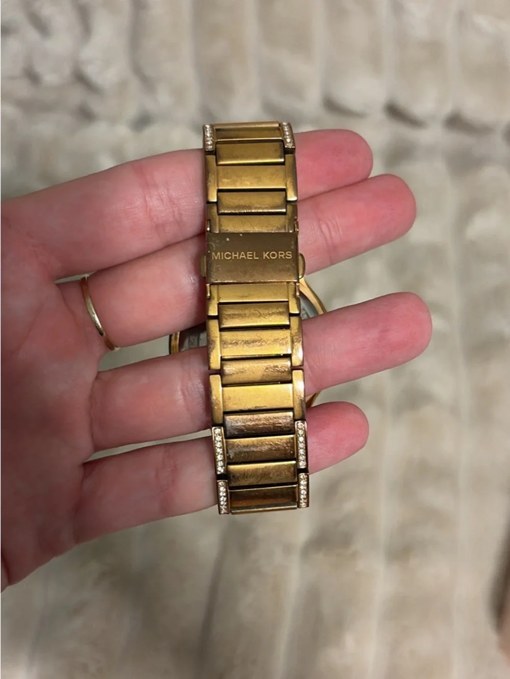 Michael Kors Rose Gold-Tone Crystal Accent Bracelet Watch